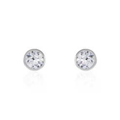 Histoire d'Or Boucles D'oreilles Puces Daria Serti Clos Or Blanc Oxyde De Zirconium Sale