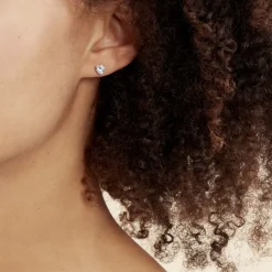 Histoire d'Or Boucles D'oreilles Puces Daria Serti Clos Or Blanc Oxyde De Zirconium Sale