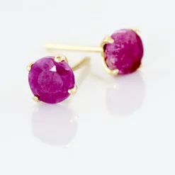 Histoire d'Or Boucles D'oreilles Puces Elea Serti Griffe Or Jaune Rubis New