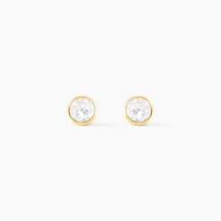Histoire d'Or Boucles D'oreilles Puces Elda Serti Clos Or Jaune Oxyde De Zirconium Best