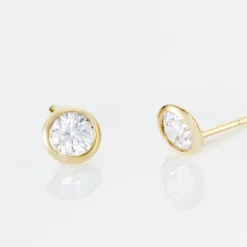Histoire d'Or Boucles D'oreilles Puces Elda Serti Clos Or Jaune Oxyde De Zirconium Best