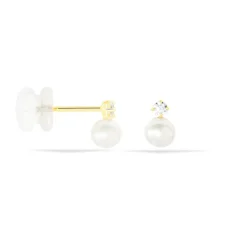 Histoire d'Or Boucles D'oreilles Puces Eolande Or Jaune Perle De Culture Clearance