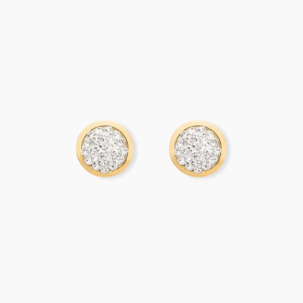 Histoire d'Or Boucles D'oreilles Puces Edmee Cercle 0 Or Jaune Strass Online