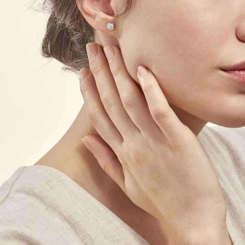 Histoire d'Or Boucles D'oreilles Puces Edmee Cercle 0 Or Jaune Strass Online