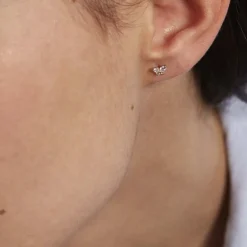 Histoire d'Or Boucles D'oreilles Puces Eleanor Fleur Or Blanc Oxyde De Zirconium Outlet