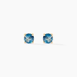 Histoire d'Or Boucles D'oreilles Puces Elea or jaune topaze bleu london New