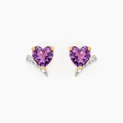 Histoire d'Or Boucles D'oreilles Puces Eva Or Jaune Amethyste Et Oxyde De Zirconium