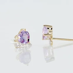 Histoire d'Or Boucles D'oreilles Puces Eva Or Jaune Amethyste Et Oxyde De Zirconium