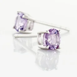 Histoire d'Or Boucles D'oreilles Puces Elea Serti Griffes 3 Or Blanc Amethyste Best