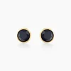 Histoire d'Or Boucles D'oreilles Puces Edy Serti Clos Or Jaune Saphir Sale
