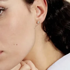 Histoire d'Or Boucles D'oreilles Puces Eden Serti Pneu Or Jaune Oxyde De Zirconium New