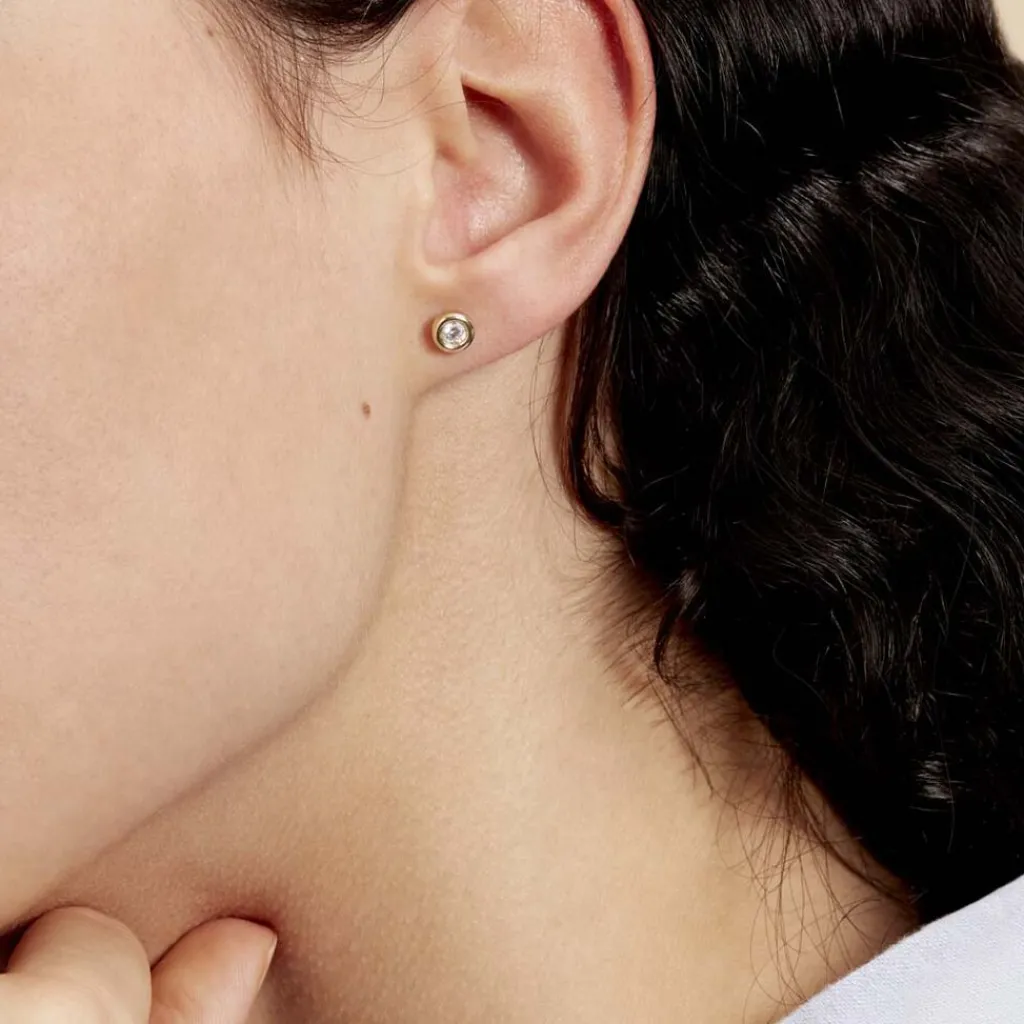 Histoire d'Or Boucles D'oreilles Puces Eden Serti Pneu Or Jaune Oxyde De Zirconium New