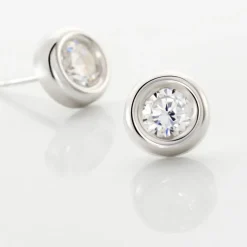 Histoire d'Or Boucles D'oreilles Puces Eden Serti Pneu Or Blanc Oxyde De Zirconium Hot