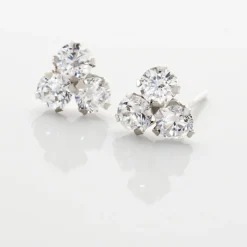 Histoire d'Or Boucles D'oreilles Puces Eleanor Fleur Or Blanc Oxyde De Zirconium Sale