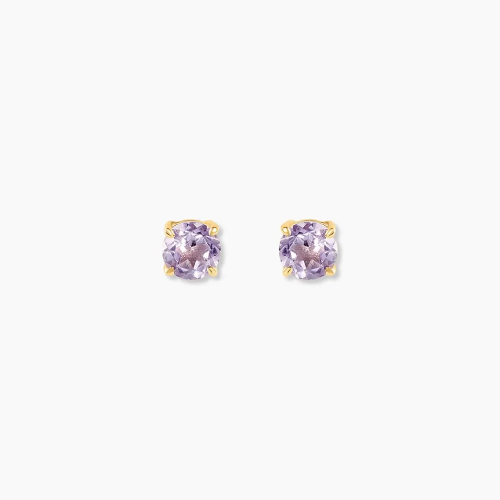 Histoire d'Or Boucles D'oreilles Puces Elea or jaune amethyste violet New