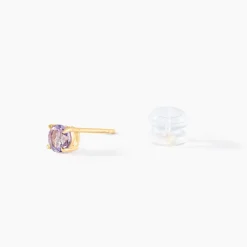 Histoire d'Or Boucles D'oreilles Puces Elea or jaune amethyste violet New