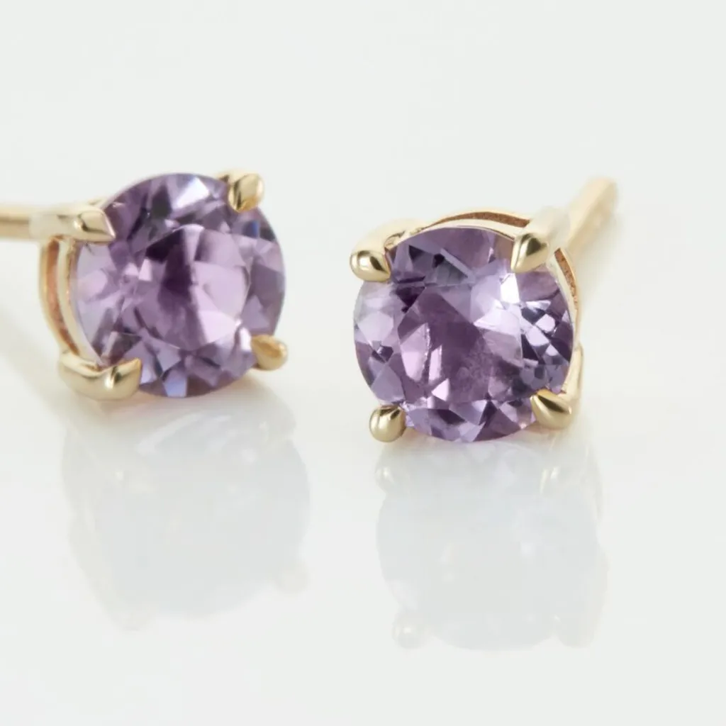 Histoire d'Or Boucles D'oreilles Puces Elea or jaune amethyste violet New