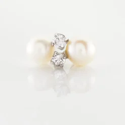 Histoire d'Or Boucles D'oreilles Puces Eolande Or Blanc Perle De Culture Et Oxyde