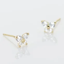 Histoire d'Or Boucles D'oreilles Puces Eleanor Fleur Or Jaune Oxyde De Zirconium Sale