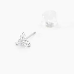 Histoire d'Or Boucles D'oreilles Puces Eleanor Fleur Or Blanc Oxyde De Zirconium Clearance