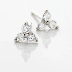 Histoire d'Or Boucles D'oreilles Puces Eleanor Fleur Or Blanc Oxyde De Zirconium Clearance