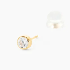 Histoire d'Or Boucles D'oreilles Puces Elda Serti Clos Or Jaune Oxyde De Zirconium