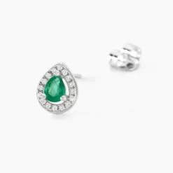 Histoire d'Or Boucles D'oreilles Puces Elheme Et Diamant or blanc emeraude Online