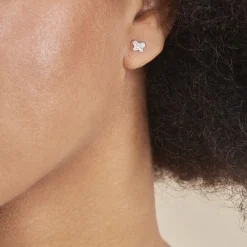 Histoire d'Or Boucles D'oreilles Puces Evaelle Papillon 0 Or Rose Strass Best