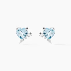 Histoire d'Or Boucles D'oreilles Puces Eva Or Blanc Topaze Et Oxyde De Zirconium Outlet