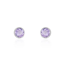 Histoire d'Or Boucles D'oreilles Puces Edy Serti Clos Or Blanc Amethyste or blanc amethyste violette Discount