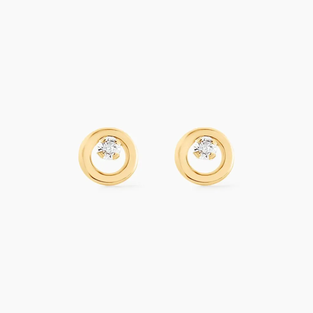 Histoire d'Or Boucles D'oreilles Puces Edmee Cercle Or Jaune Oxyde De Zirconium Best