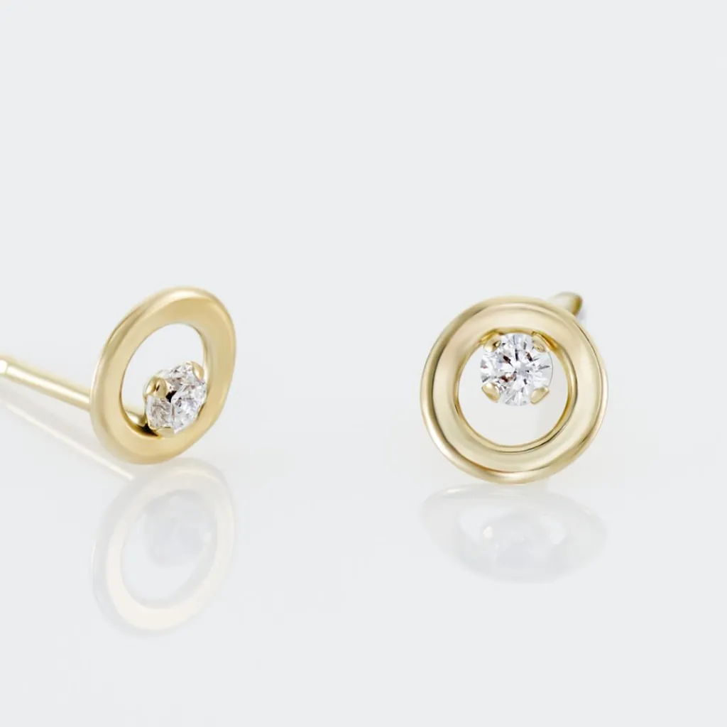Histoire d'Or Boucles D'oreilles Puces Edmee Cercle Or Jaune Oxyde De Zirconium Best