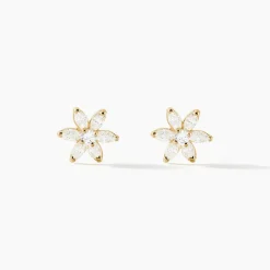 Histoire d'Or Boucles D'oreilles Puces Eleanor Fleur Or Jaune Oxyde De Zirconium New
