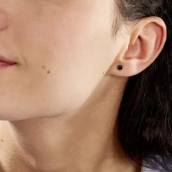 Histoire d'Or Boucles D'oreilles Puces Elea Serti Griffe Or Jaune Saphir Discount