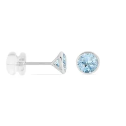 Histoire d'Or Boucles D'oreilles Puces Edy Serti Clos Or Blanc Topaze or blanc topaze bleue Hot