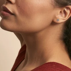 Histoire d'Or Boucles D'oreilles Puces Edy Serti Clos Or Blanc Topaze or blanc topaze bleue Hot
