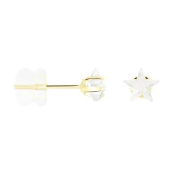 Histoire d'Or Boucles D'oreilles Puces Elais Etoile Or Jaune Oxyde De Zirconium New