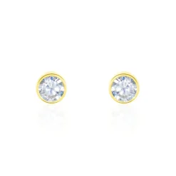 Histoire d'Or Boucles D'oreilles Puces Elda Serti Clos Or Jaune Oxyde De Zirconium Online