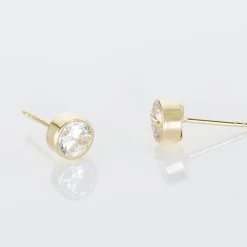 Histoire d'Or Boucles D'oreilles Puces Elda Serti Clos Or Jaune Oxyde De Zirconium Online