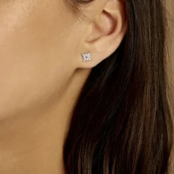 Histoire d'Or Boucles D'oreilles Puces Eclat Argent Blanc Oxyde De Zirconium Clearance