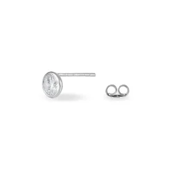 Histoire d'Or Boucles D'oreilles Puces Elda Serti Clos Or Blanc Oxyde De Zirconium