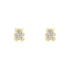 Histoire d'Or Boucles D'oreilles Puces Emerica Ours 0 Or Jaune Strass Best