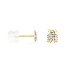 Histoire d'Or Boucles D'oreilles Puces Emerica Ours 0 Or Jaune Strass Best