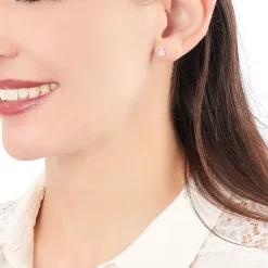 Histoire d'Or Boucles D'oreilles Puces Emerica Ours 0 Or Jaune Strass Best