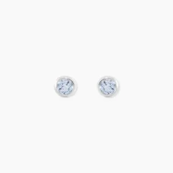 Histoire d'Or Boucles D'oreilles Puces Edy Serti Clos Or Blanc Topaze or blanc topaze bleue Outlet