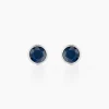 Histoire d'Or Boucles D'oreilles Puces Edy Serti Clos Or Blanc Saphir