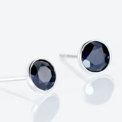 Histoire d'Or Boucles D'oreilles Puces Edy Serti Clos Or Blanc Saphir