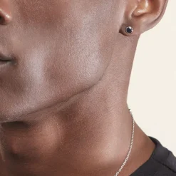 Histoire d'Or Boucles D'oreilles Puces Edy Serti Clos Or Blanc Saphir