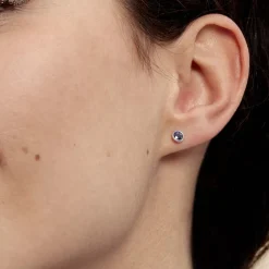 Histoire d'Or Boucles D'oreilles Puces Edy Serti Clos Or Blanc Saphir Clearance