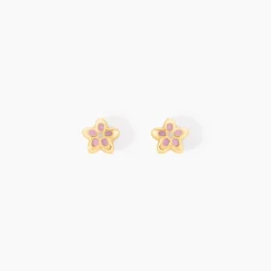 Histoire d'Or Boucles D'oreilles Puces Fleur Email Or Jaune New